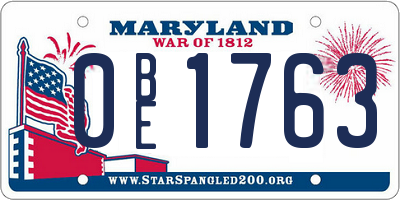 MD license plate 0BE1763