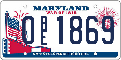 MD license plate 0BE1869