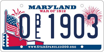 MD license plate 0BE1903