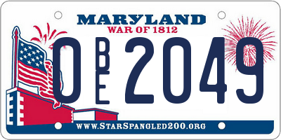 MD license plate 0BE2049