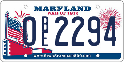 MD license plate 0BE2294