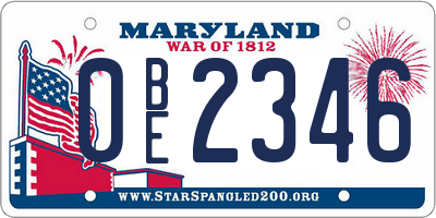 MD license plate 0BE2346