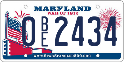 MD license plate 0BE2434