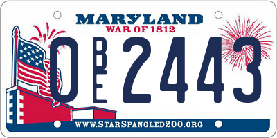 MD license plate 0BE2443