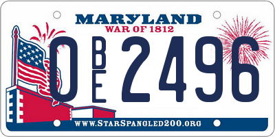 MD license plate 0BE2496