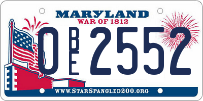 MD license plate 0BE2552