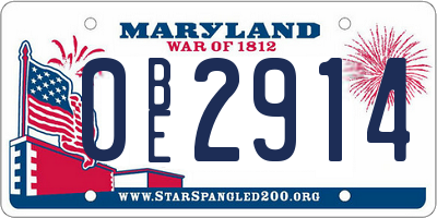 MD license plate 0BE2914