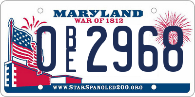 MD license plate 0BE2968