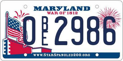 MD license plate 0BE2986