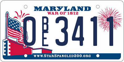 MD license plate 0BE3411