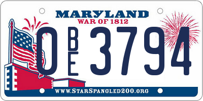 MD license plate 0BE3794
