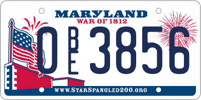 MD license plate 0BE3856