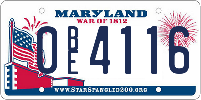 MD license plate 0BE4116
