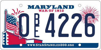 MD license plate 0BE4226