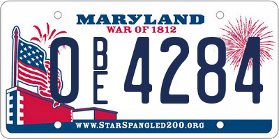 MD license plate 0BE4284
