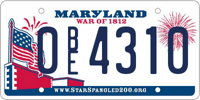 MD license plate 0BE4310