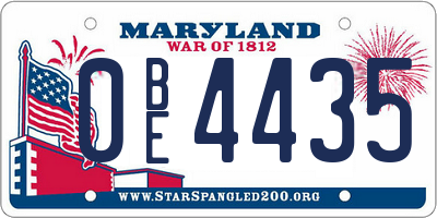 MD license plate 0BE4435