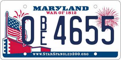 MD license plate 0BE4655