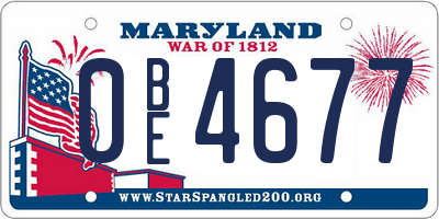 MD license plate 0BE4677