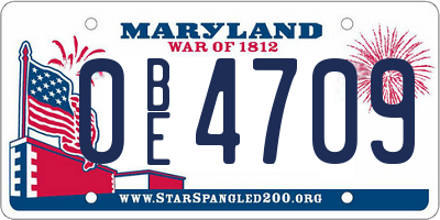 MD license plate 0BE4709