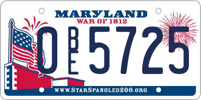 MD license plate 0BE5725