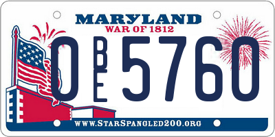 MD license plate 0BE5760