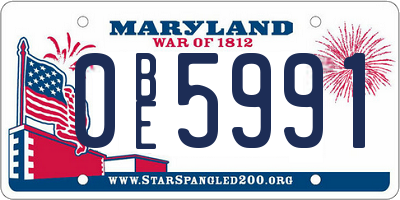 MD license plate 0BE5991