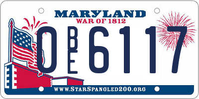 MD license plate 0BE6117