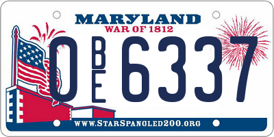 MD license plate 0BE6337