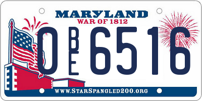 MD license plate 0BE6516