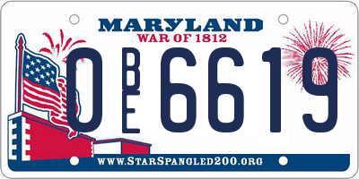 MD license plate 0BE6619