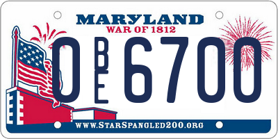 MD license plate 0BE6700