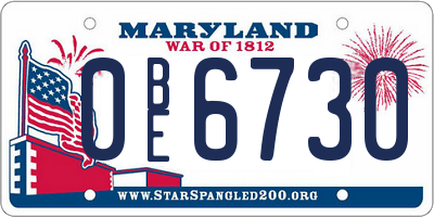 MD license plate 0BE6730