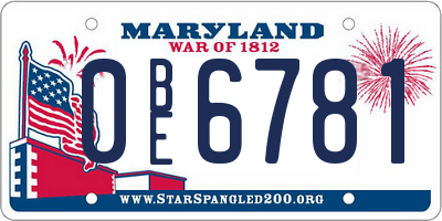 MD license plate 0BE6781