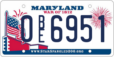 MD license plate 0BE6951