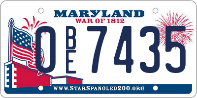 MD license plate 0BE7435
