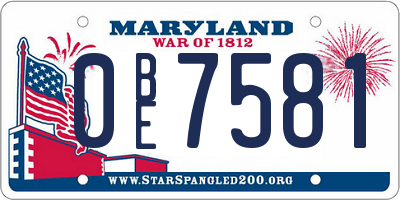 MD license plate 0BE7581