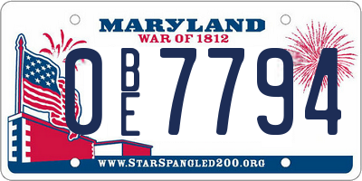 MD license plate 0BE7794