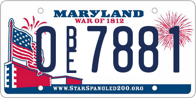 MD license plate 0BE7881