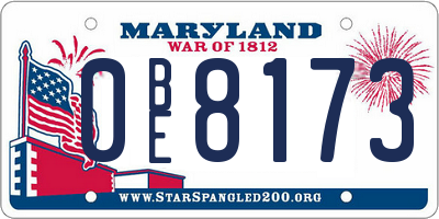 MD license plate 0BE8173