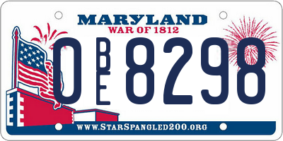MD license plate 0BE8298