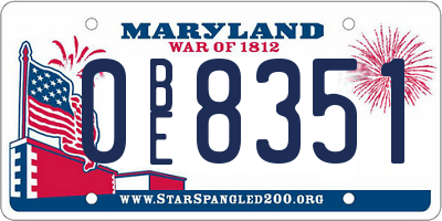 MD license plate 0BE8351