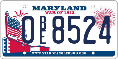 MD license plate 0BE8524