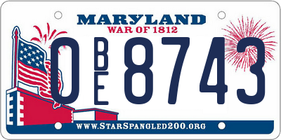MD license plate 0BE8743