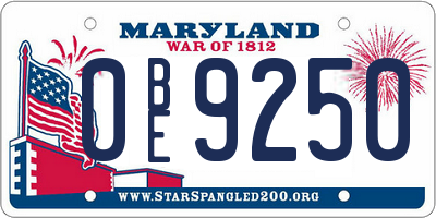 MD license plate 0BE9250