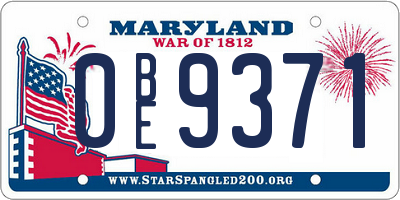 MD license plate 0BE9371