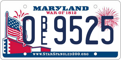 MD license plate 0BE9525