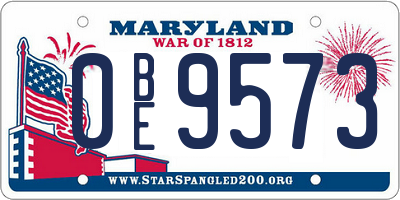 MD license plate 0BE9573