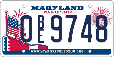 MD license plate 0BE9748