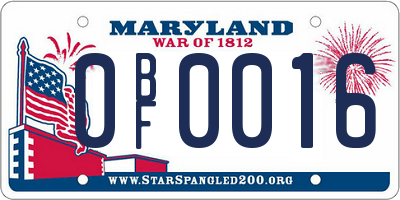MD license plate 0BF0016